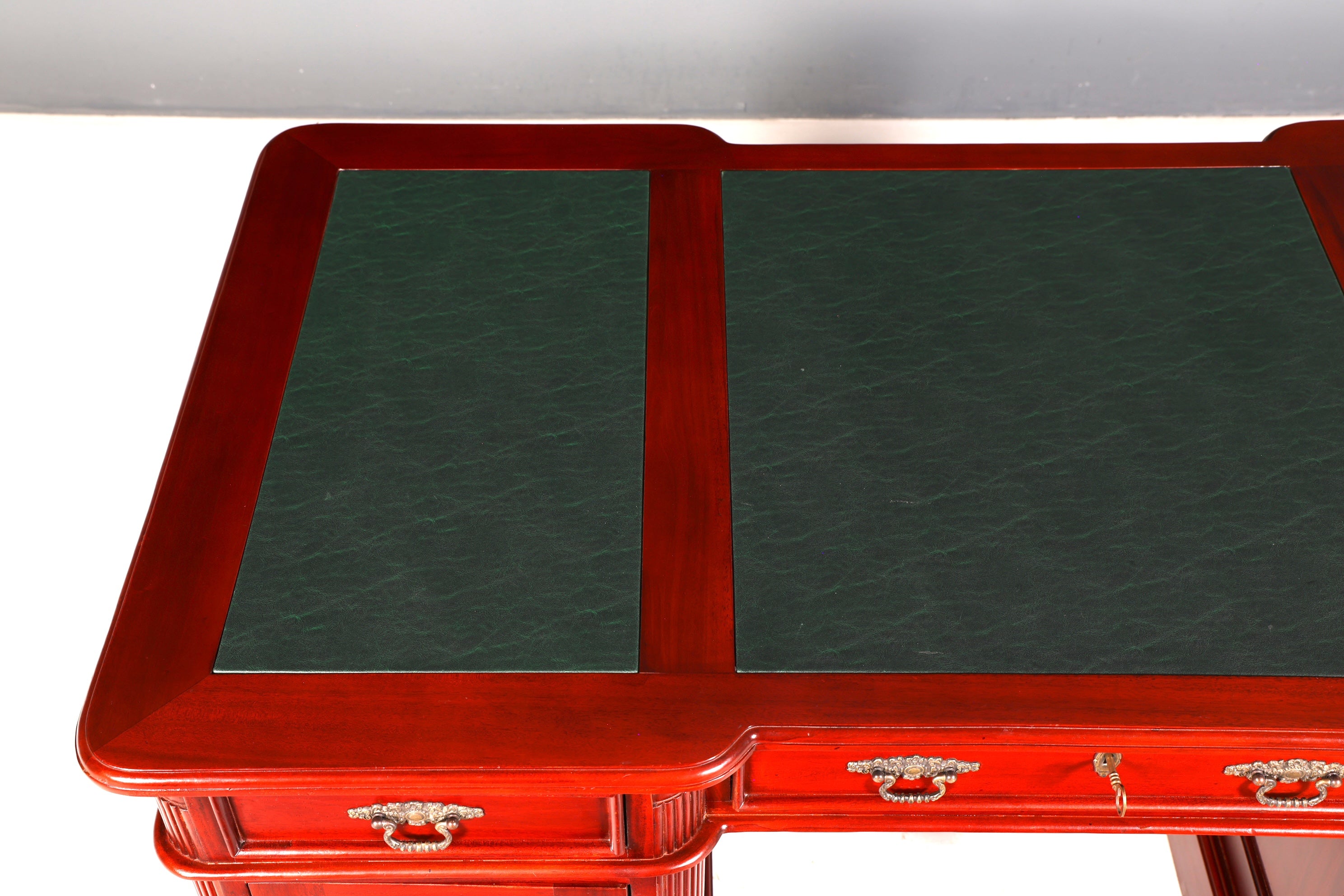 Wunderschöner Englischer Schreibtisch Mahagoni Lederauflage Bürotisch Office Desk Antik Vintage