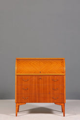Schlichter Mid Century Rollladen Sekretär echt Holz Büro Schrank Vintage Schreibkommode