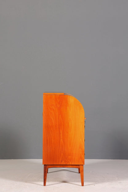 Schlichter Mid Century Rollladen Sekretär echt Holz Büro Schrank Vintage Schreibkommode