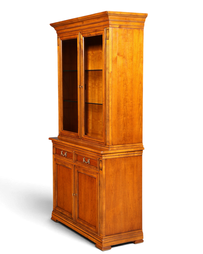 Hauptstadt Möblerei Selva Vitrine Villa Borghese aus massivem Holz im Antik-Stil mit Glasfront und Innenbeleuchtung