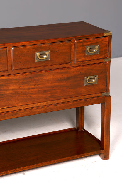 Wunderschöne Maritime Military Chest Kommode Mahagoni Englisch Beistellkommode Antik Vintage