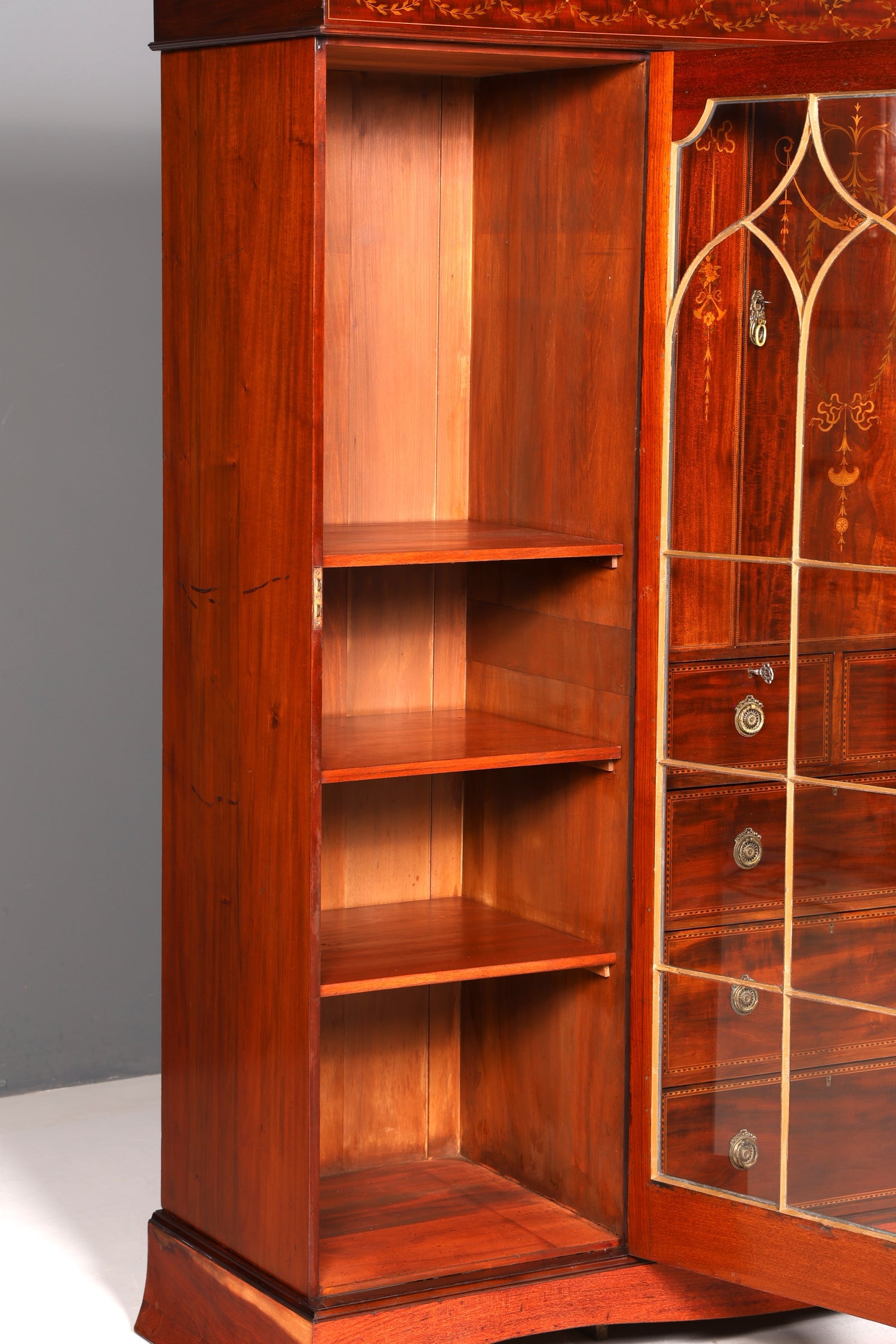 Wunderschöne Englische XXL Vitrine Bibliothek Bücherschrank UK Buffet Schrank Antik