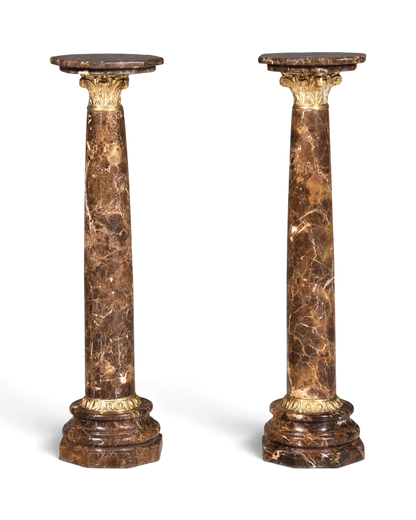Wunderschöne Barock Stil Säule Louis XV Marmor Blumensäule Naturstein Braun Sockel Ablage 1 von 2