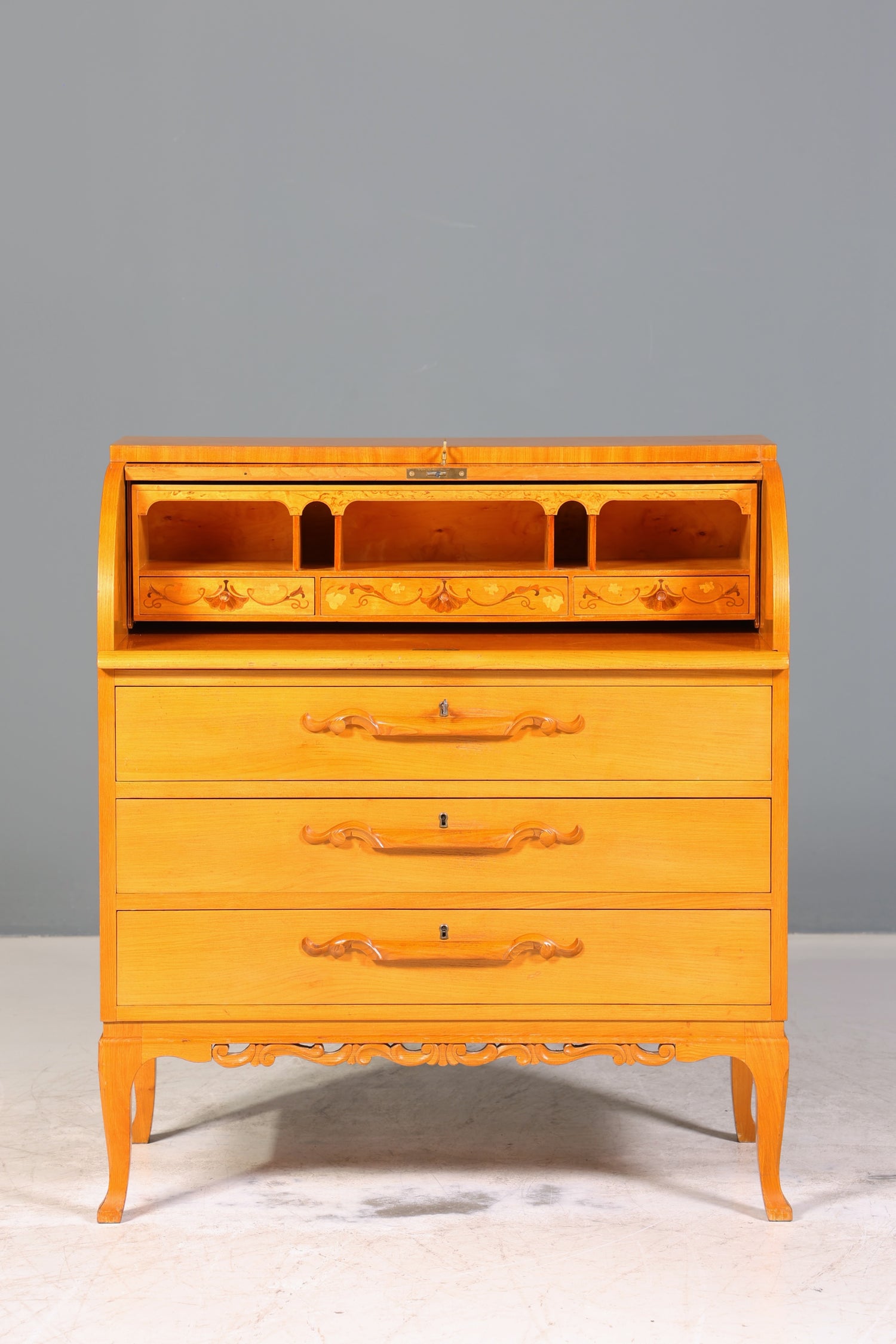 Stilvoller Rollladensekretär um 1930 Büro Kommode Kirschholz Sekretär Schreibtisch Kommode