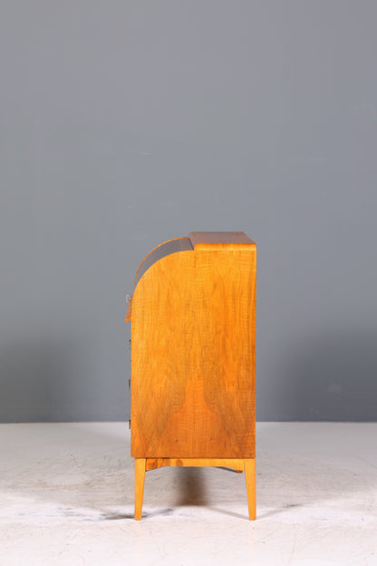 Schlichter Mid Century Rollladen Sekretär echt Holz Büro Schrank Vintage Schreibkommode