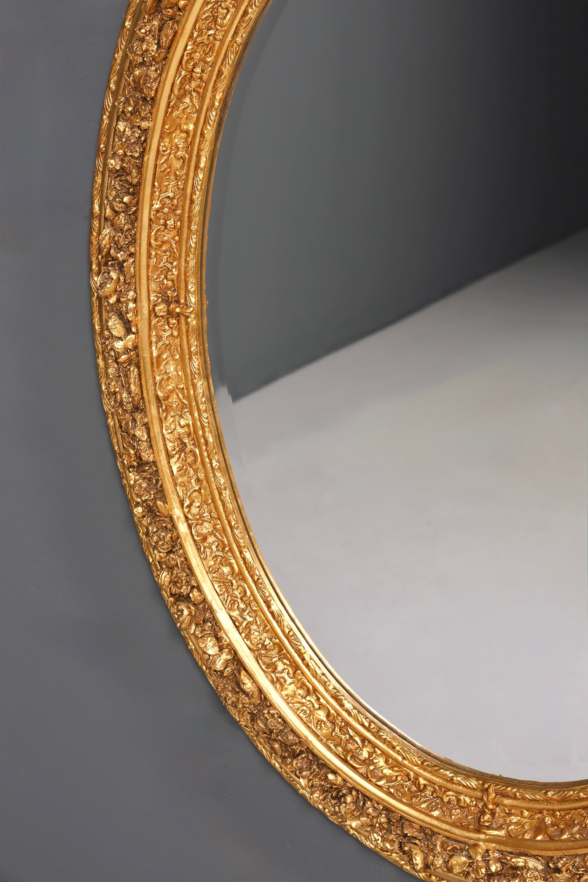 Wunderschöner Ovaler Prunk Barock Stil Wandspiegel Ornamenten Gold Spiegel