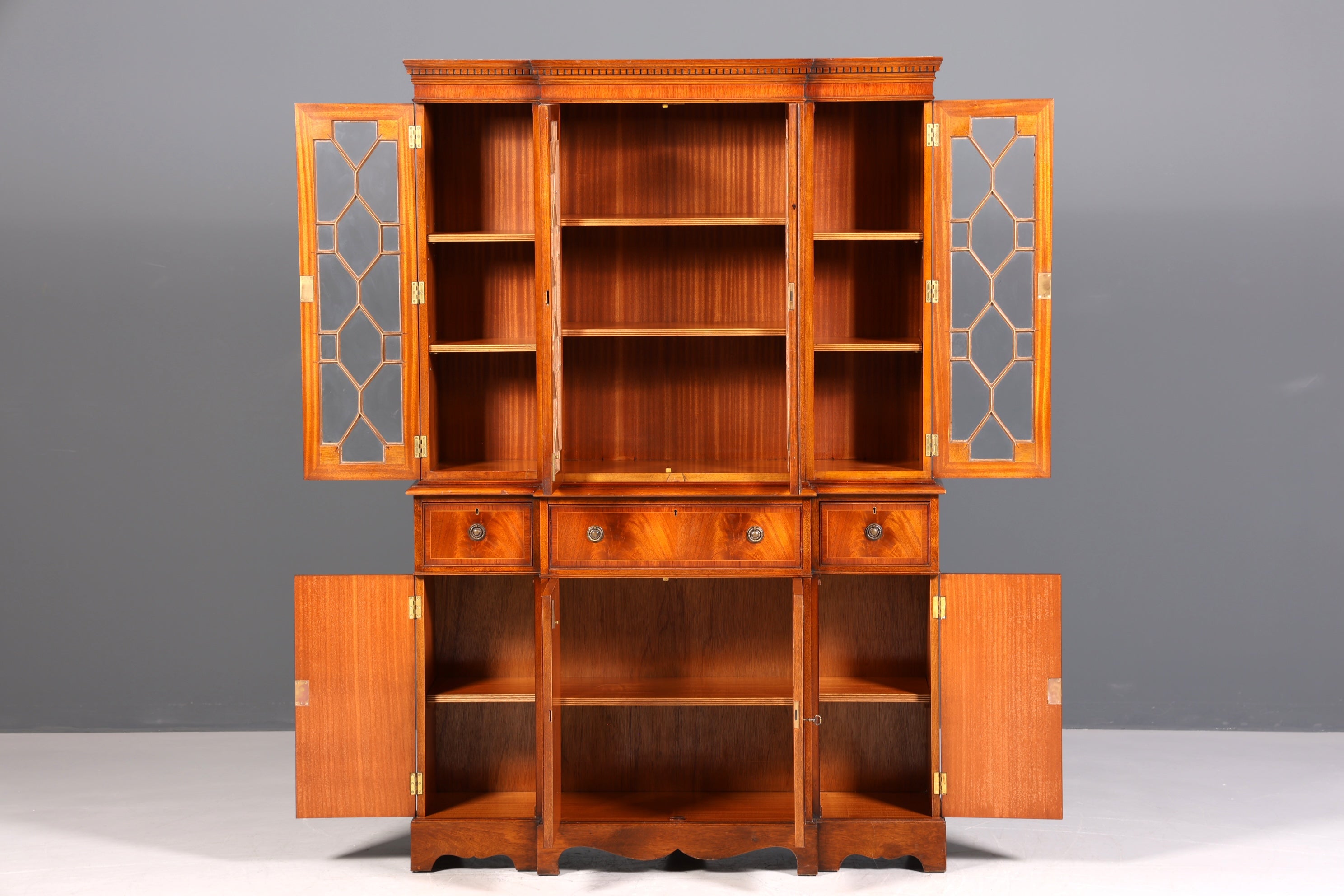 Wunderschöne Englische Vitrine echt Holz Sekretär Bibliothek Bücherschrank Bücherregal