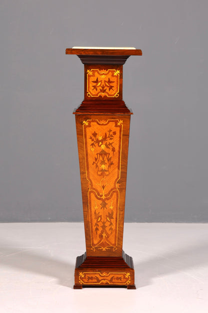 Stilvolle Barock Säule Louis XV Blumensäule Marmor Ablage Naturstein Intarsien Antik Stil