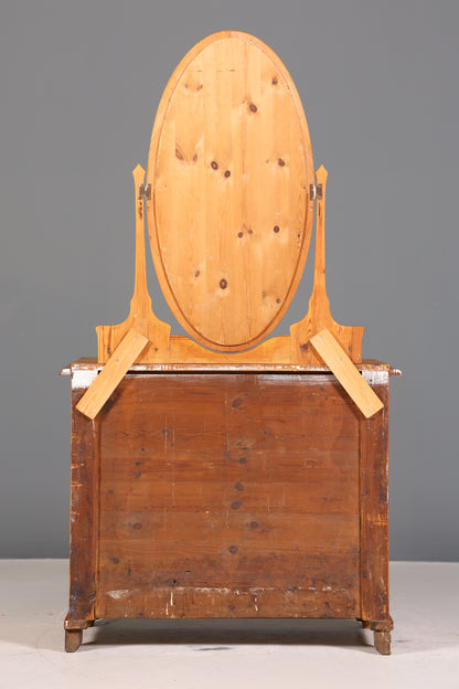 Stilvolle Gründerzeit Kommode Antik Louis Philippe Sideboard mit Spiegel Flurkommode