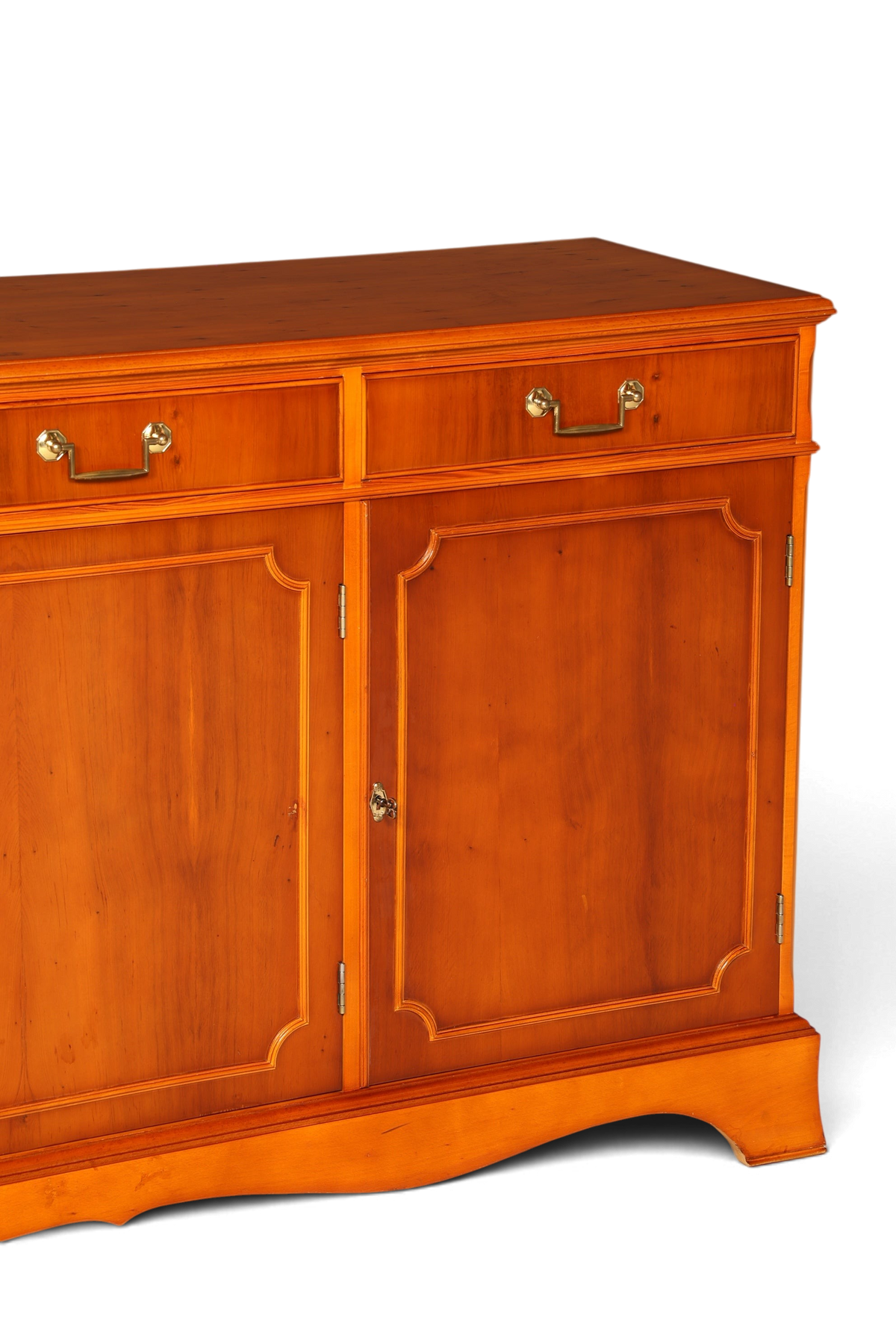 Hauptstadt Möblerei englisches Sideboard aus Eibenholz mit zwei Schubladen und Messinggriffen im Vintage-Stil