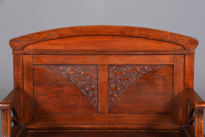 Wunderschöne Jugendstil Sitzbank Antik Bank Truhe Eiche Sofa Holzbank Holztruhe
