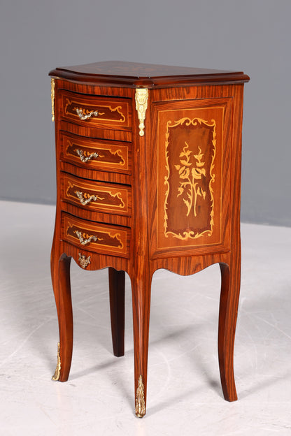 Noble baroque style chest of drawers, antique style side table, brass cabinet