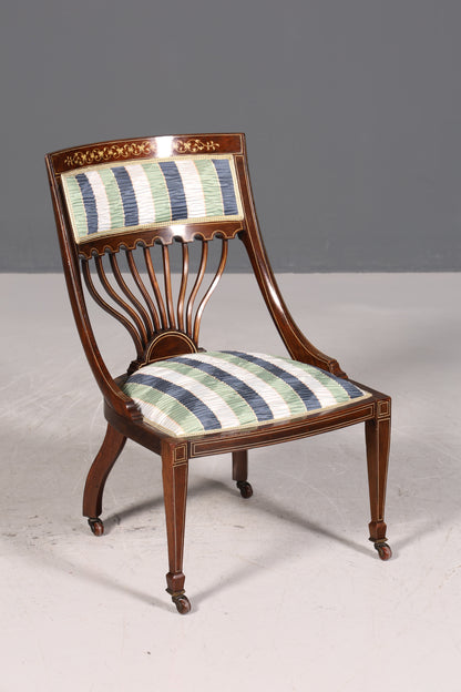 2x Wunderschöne Englische Stühle Edwardian Stuhl Set Antik Küchenstühle Polsterstühle Stuhl Set