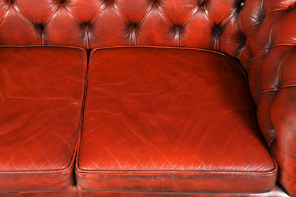 Beautiful Original Chesterfield Sofa, 2-Seater Couch, England, Genuine Leather Upholstered Sofa, Leather Sofa