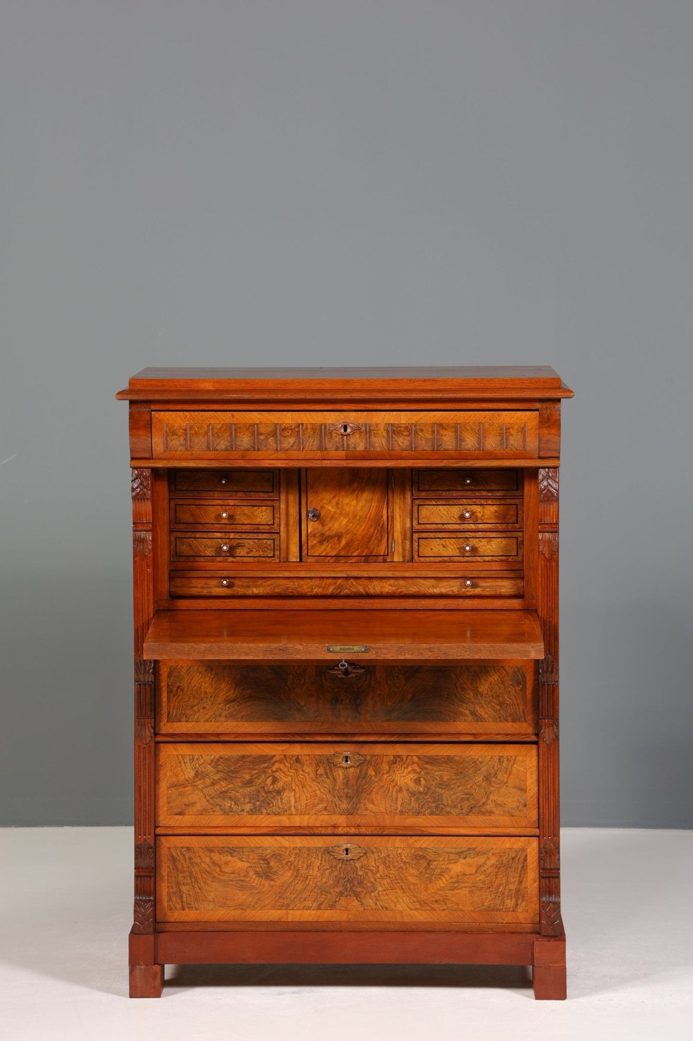 Stilvoller Gründerzeit Sekretär Vertiko Highboard Jugendstil Kommode Schrank um 1880