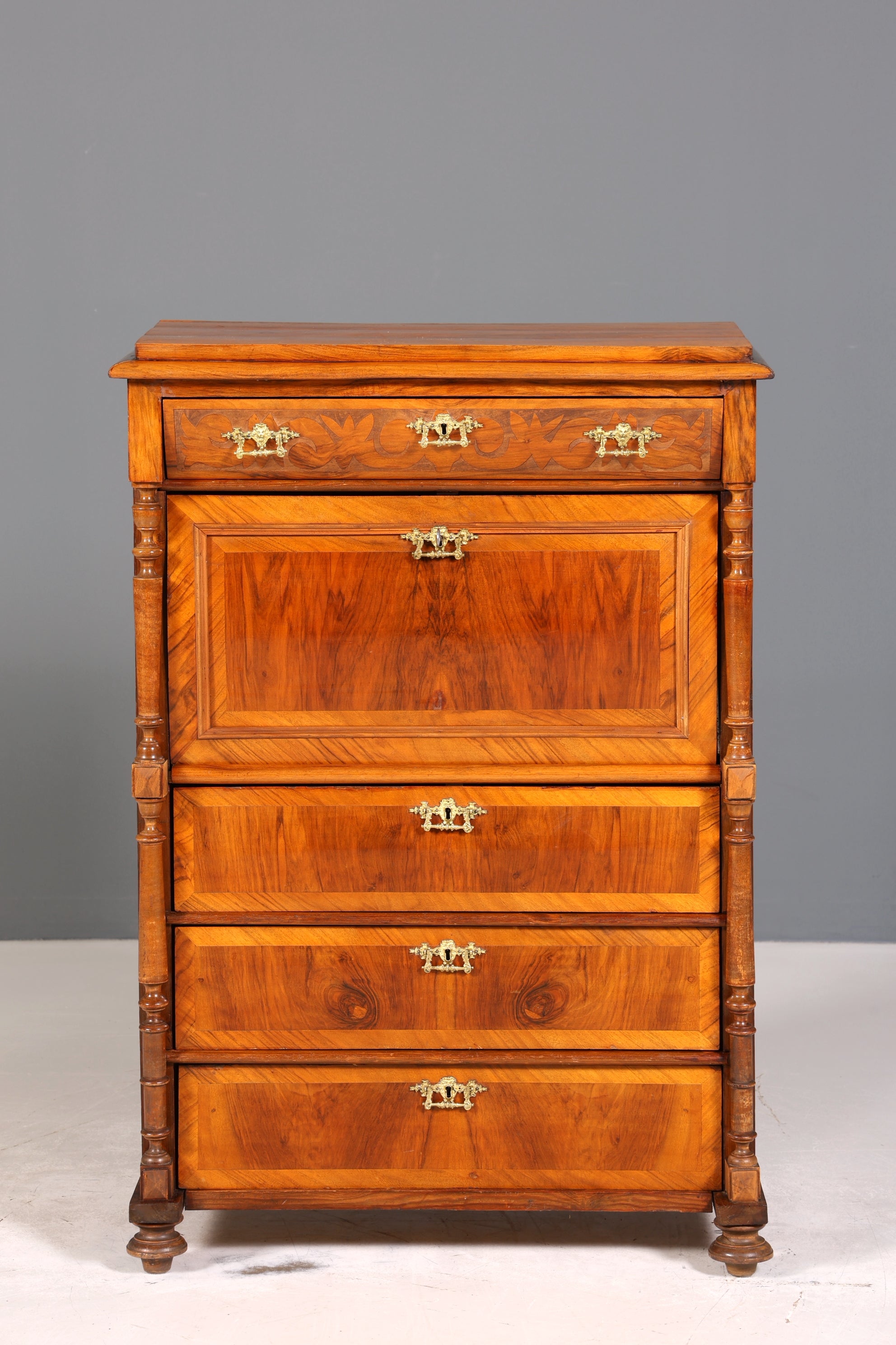 Edler Gründerzeit Sekretär Vertiko Highboard Louis Philippe Kommode um 1880