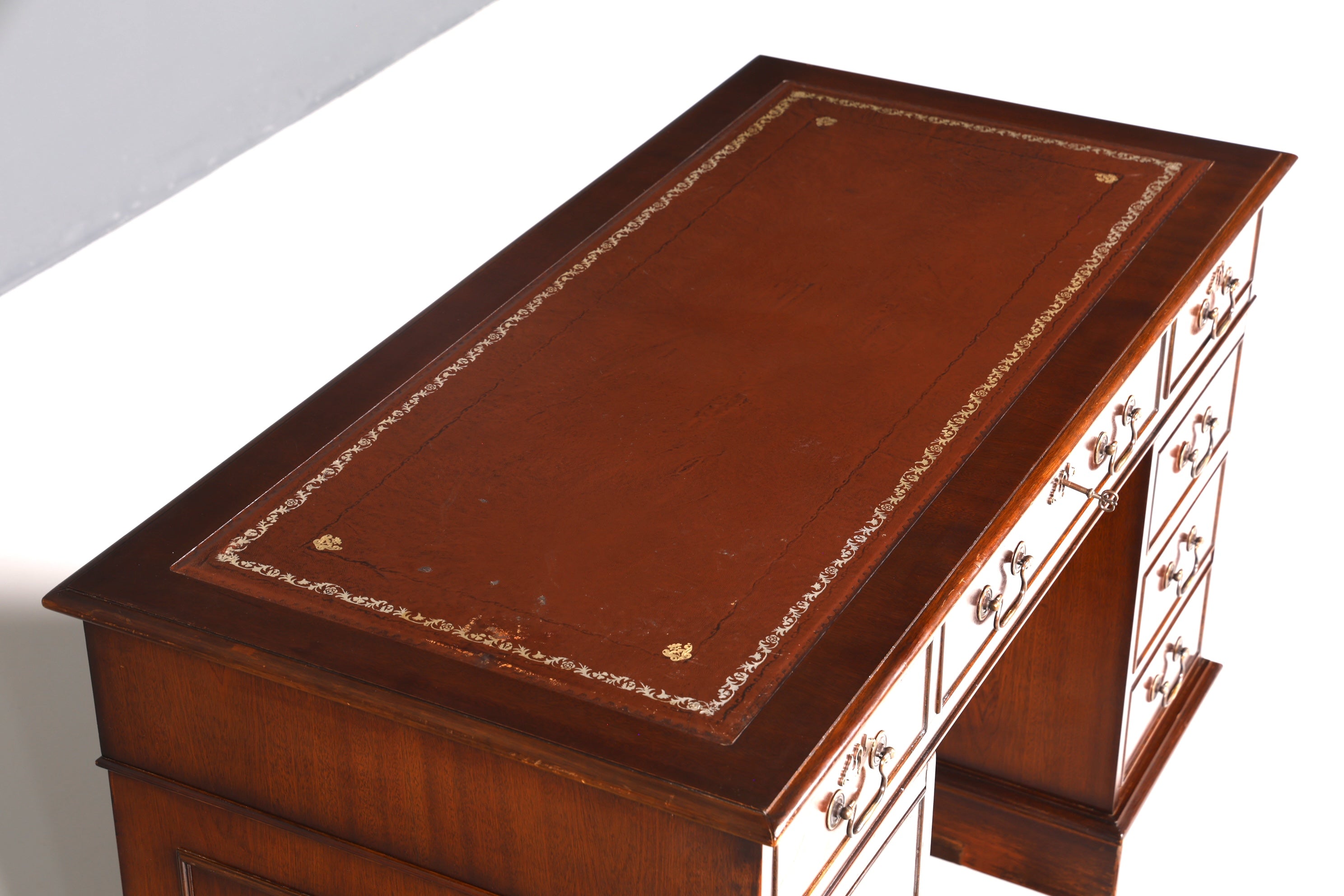 Wunderschöner Englischer Schreibtisch echt Lederauflage Bürotisch Antik Stil Office Desk