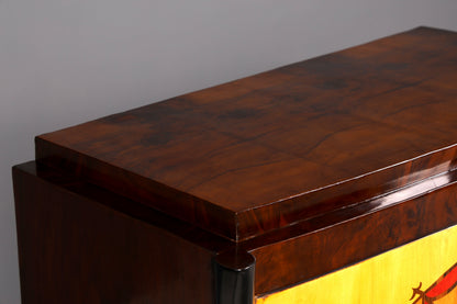 Stilvolles Art Deco Stil Highboard Schrank Kommode Vertiko Sun Cabinet Wäscheschrank