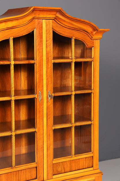 Wunderschöne Englische Vitrine Nussbaum Antik Bücherschrank Bibliothek Schubladen Massiv Holz Vintage