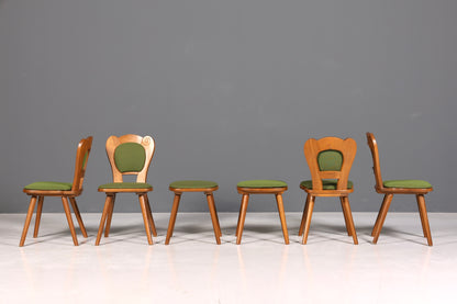 4x Simple country-style chairs with two stools, retro chair set, antique style oak, kitchen chairs, farmhouse chairs, dining room chairs