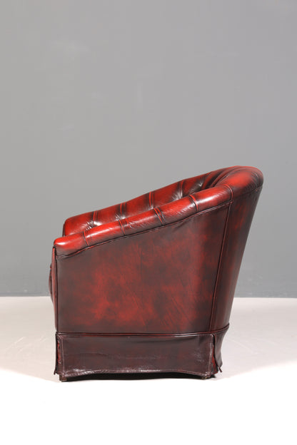 Stilvoller Original Chesterfield Sessel Englischer Armlehnsessel Oxblood Englisch Herrensessel 1 von 2