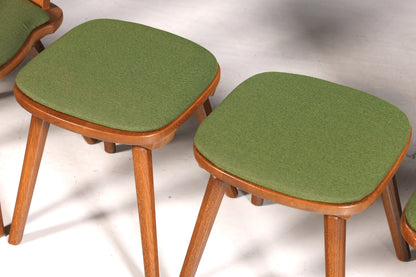 4x Simple country-style chairs with two stools, retro chair set, antique style oak, kitchen chairs, farmhouse chairs, dining room chairs