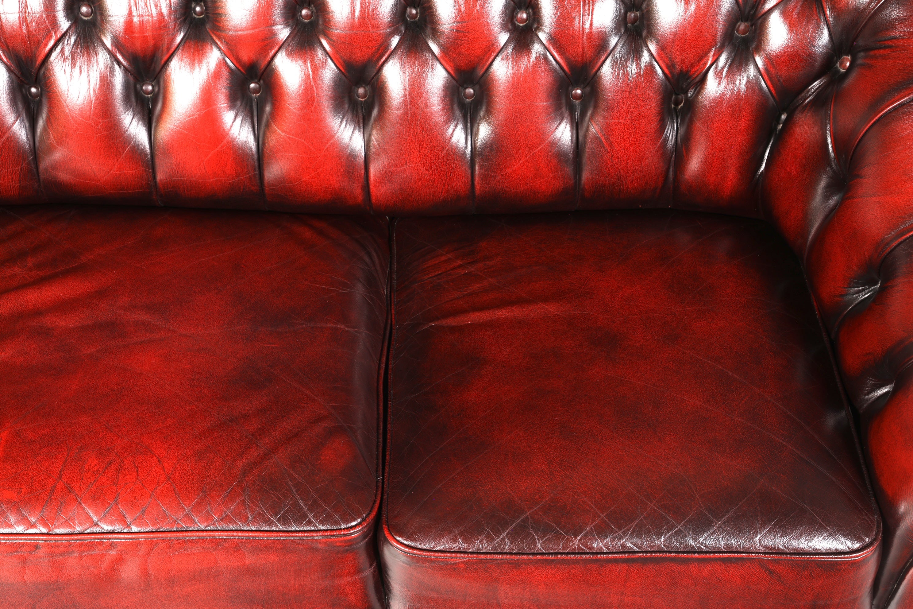 Wunderschönes Original Chesterfield Sofa 3- Sitzer echt Leder Englisch Oxblood Couch