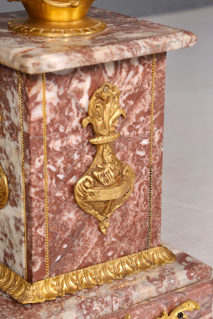 Beautiful Baroque style column with vase, Louis XV marble natural stone flower column, pedestal, shelf