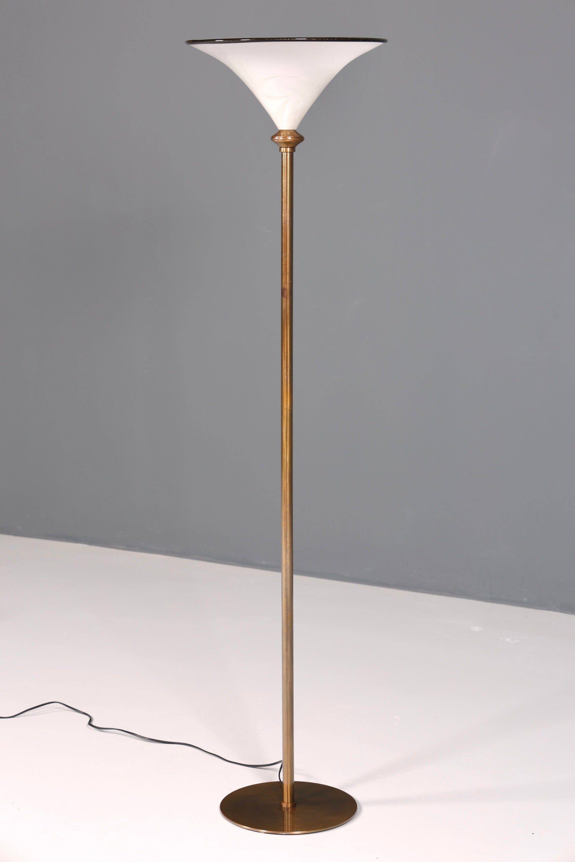 Beautiful Italian floor lamp by Barovier &amp;amp; Toso, Murano glass lampshade, uplighter, floor lamp, 2 of 2