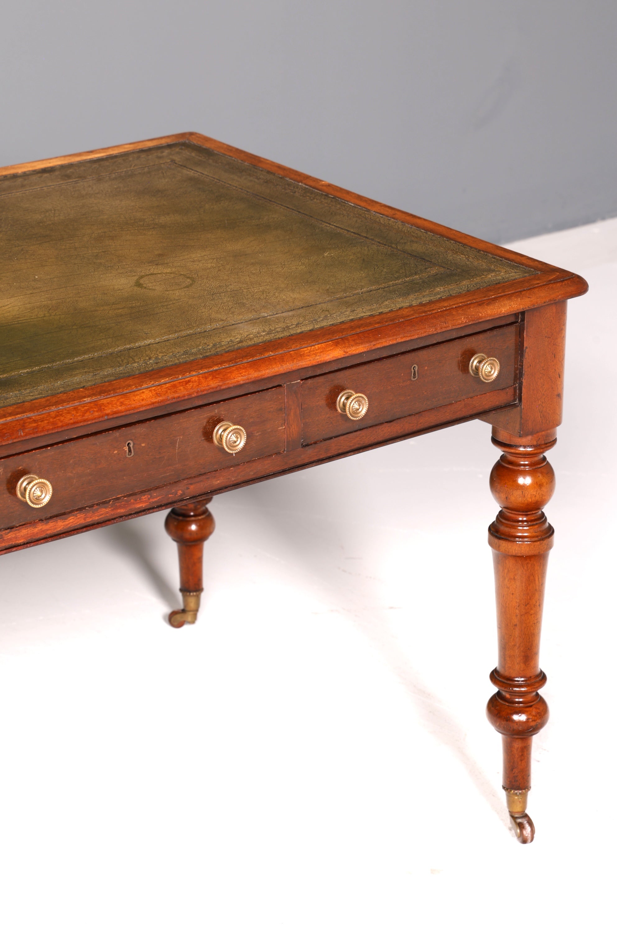 Wunderschöner Englischer Schreibtisch Echt Lederauflage Regency Stil Bürotisch Office Desk Antik