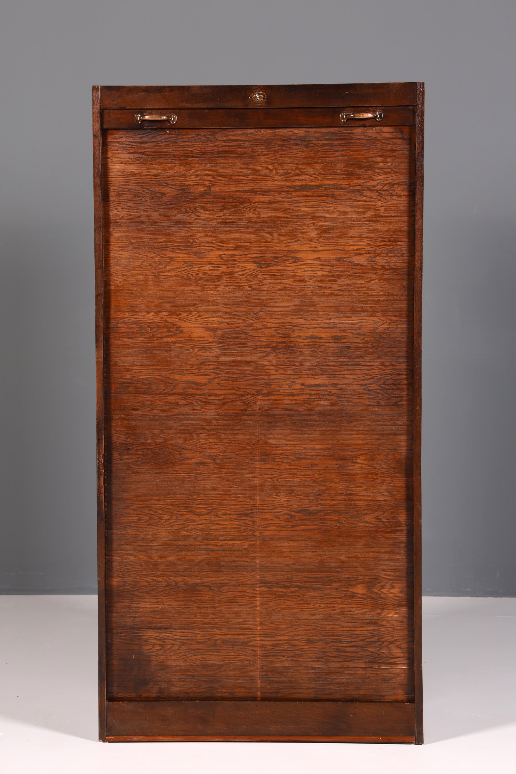 Simple mid-century roll-top cabinet, Bauhaus style, apothecary cabinet, Art Deco filing cabinet, office cabinet