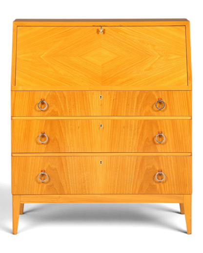 Schlichter Mid Century Sekretär Vintage Schreibmöbel echt Holz Kommode Retro Office Secretary