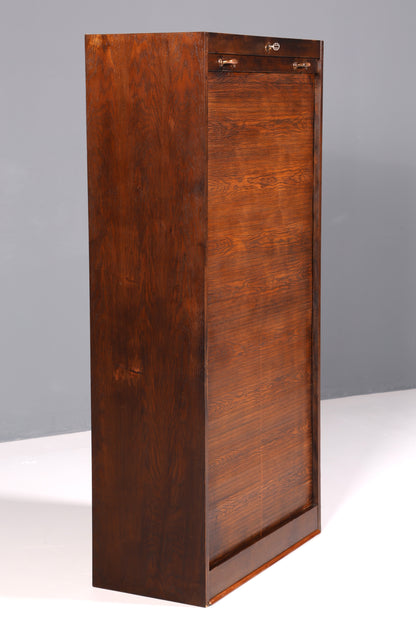 Simple mid-century roll-top cabinet, Bauhaus style, apothecary cabinet, Art Deco filing cabinet, office cabinet