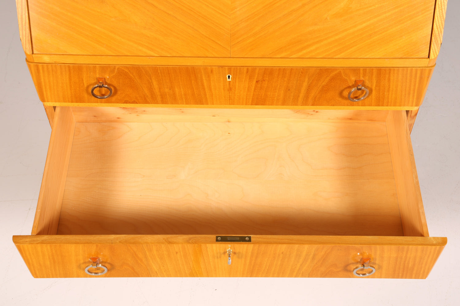 Schlichter Mid Century Sekretär Vintage Schreibmöbel echt Holz Kommode Retro Office Secretary