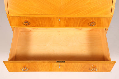 Schlichter Mid Century Sekretär Vintage Schreibmöbel echt Holz Kommode Retro Office Secretary