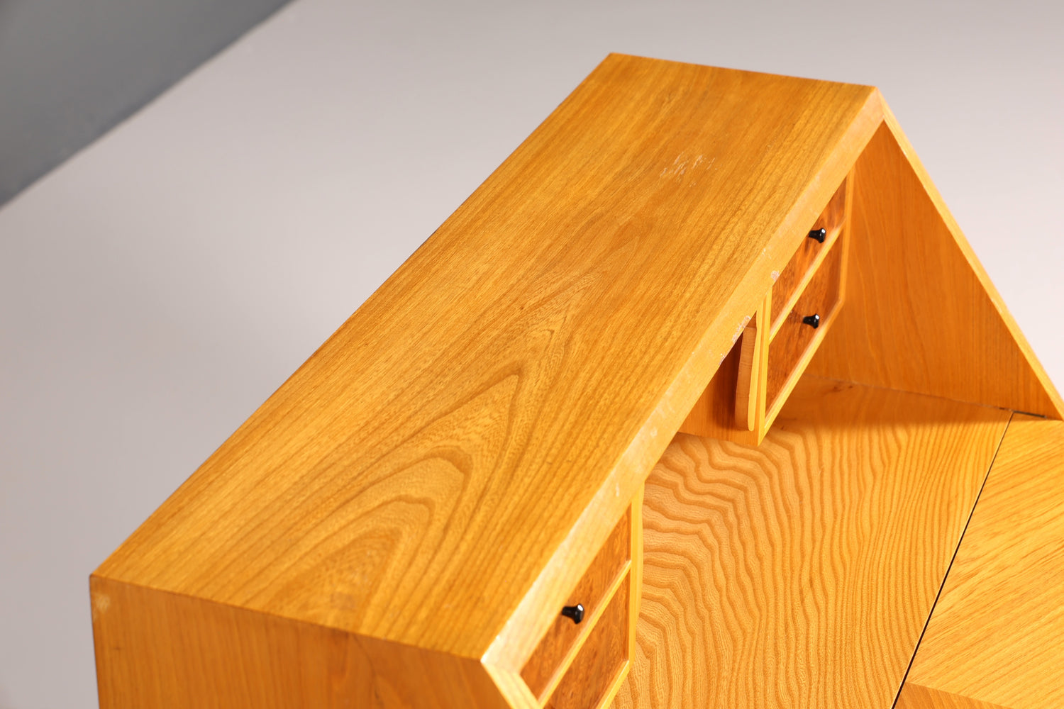 Schlichter Mid Century Sekretär Vintage Schreibmöbel echt Holz Kommode Retro Office Secretary