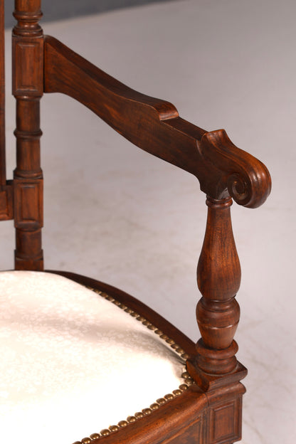 Elegant Neo-Renaissance armchair, antique chair, Gründerzeit secretary chair, desk chair, upholstered chair, 1 of 2