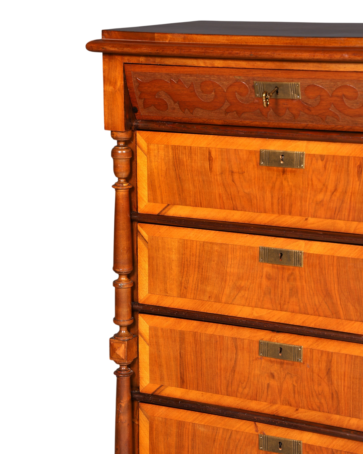 Hauptstadt Möblerei Gründerzeit Chiffoniere aus Echtholz mit Jugendstil-Schnitzereien und Messingbeschlägen