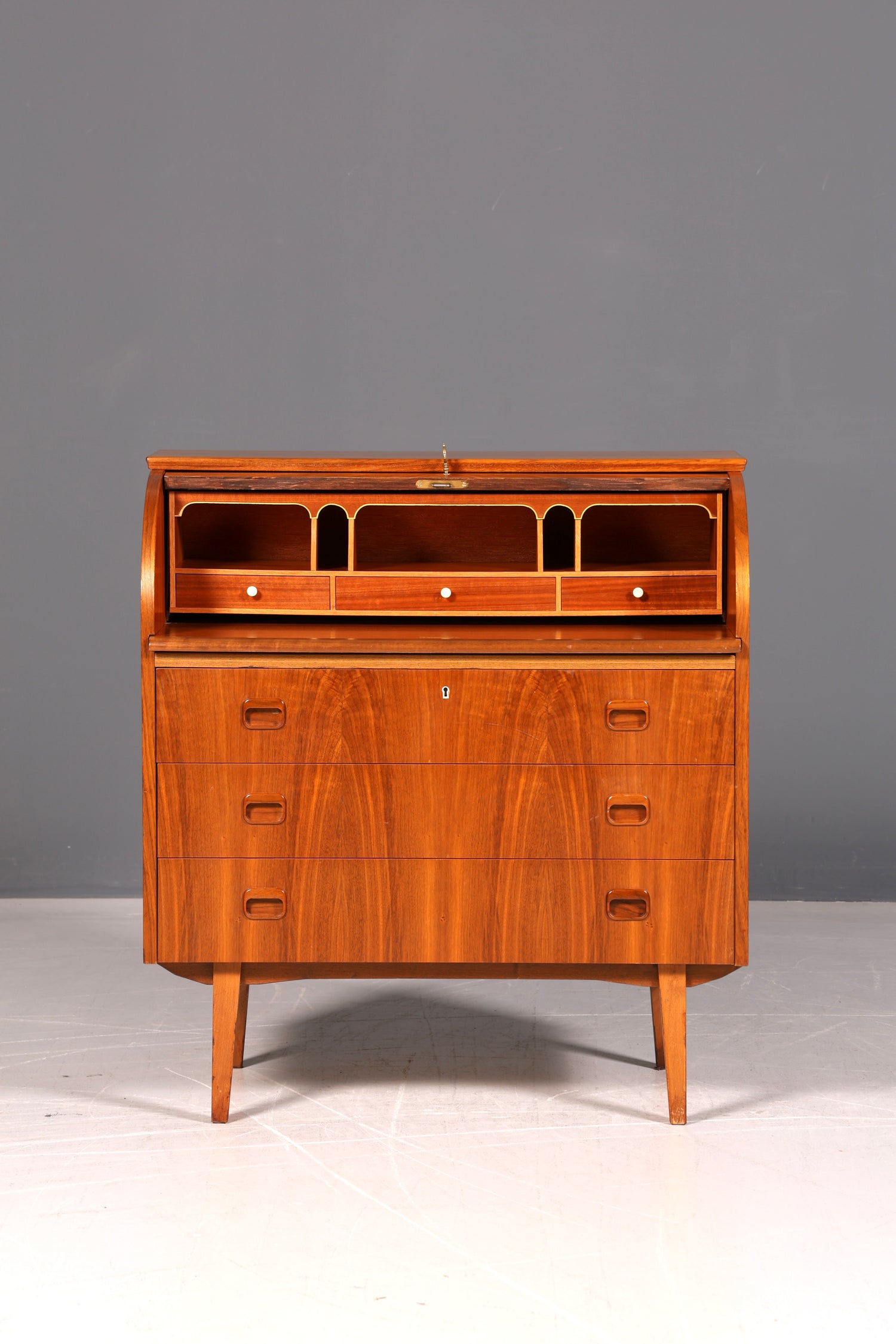 Wunderschöner Mid Century Rollladen Sekretär Danish Design Schreibkommode 60er Jahre Vintage