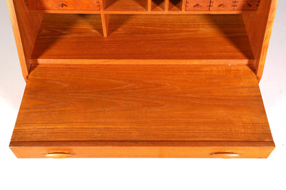 Elegant original Dyrlund secretary desk, mid-century design, teak wood chest of drawers, writing desk