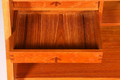 Elegant original Dyrlund secretary desk, mid-century design, teak wood chest of drawers, writing desk