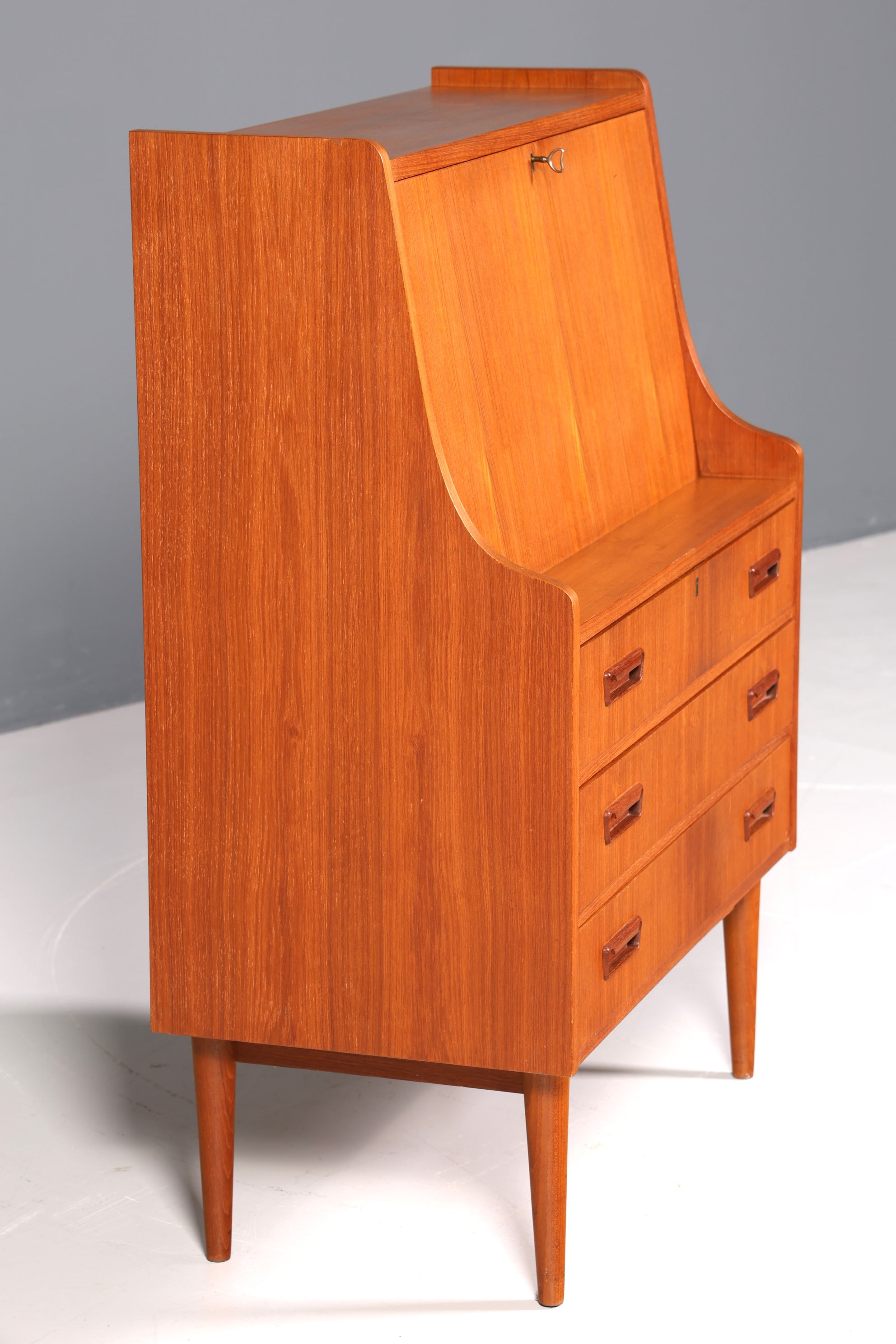 Stylish mid-century secretary desk by Gunnar Nielsen for Tibergaard, teak wood writing desk, 1960s