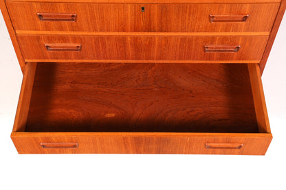 Stylish mid-century secretary desk by Gunnar Nielsen for Tibergaard, teak wood writing desk, 1960s