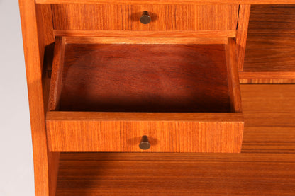 Stylish mid-century secretary desk by Gunnar Nielsen for Tibergaard, teak wood writing desk, 1960s