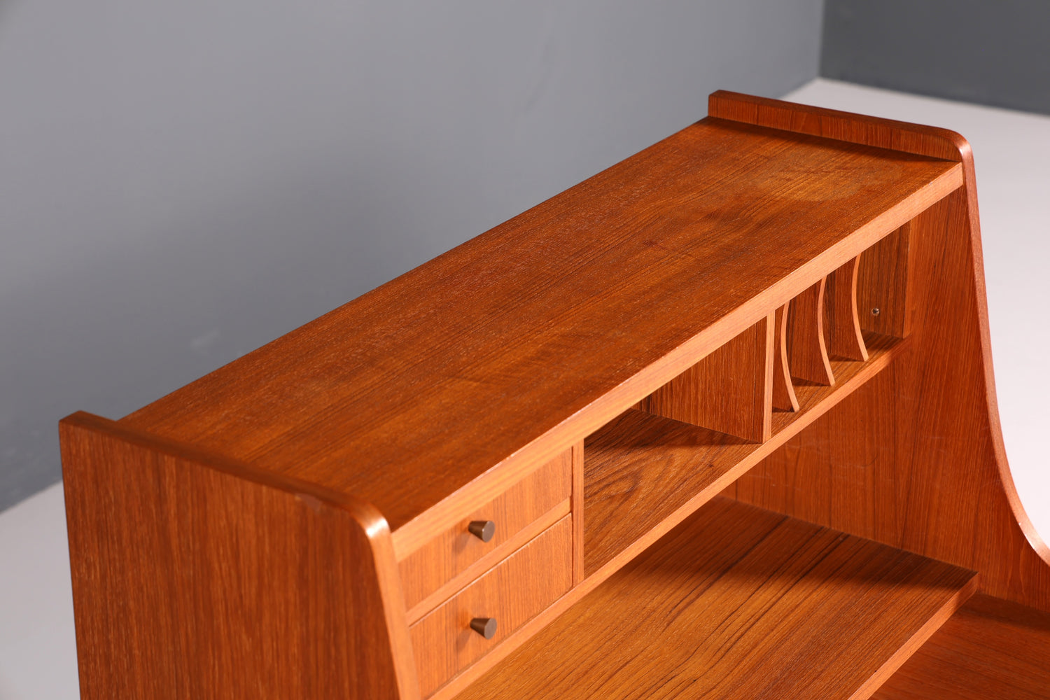 Stylish mid-century secretary desk by Gunnar Nielsen for Tibergaard, teak wood writing desk, 1960s