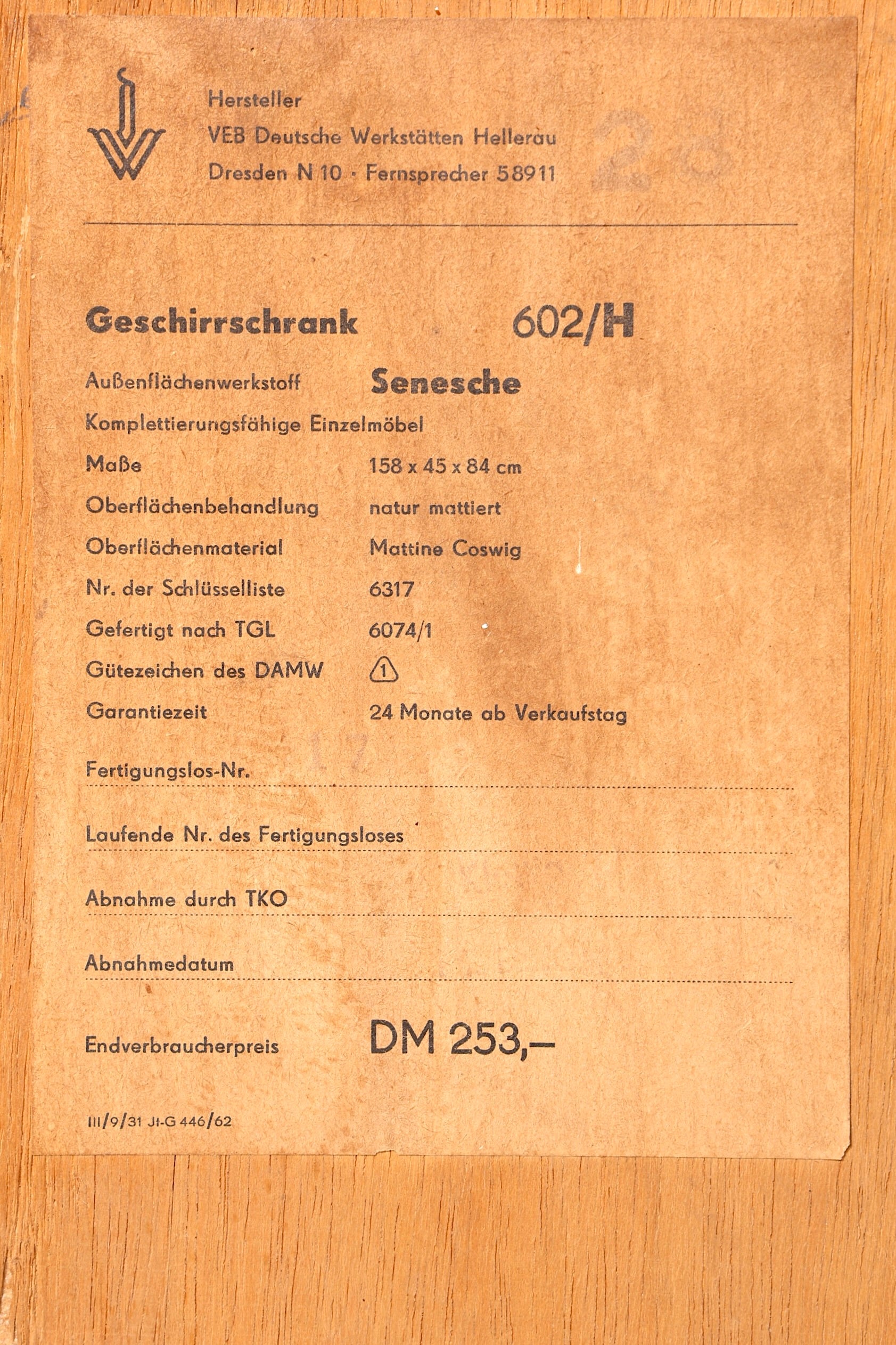 Beautiful original Hellerau sideboard Franz Ehrlich 602 cabinet Mid Century TV cabinet VEB