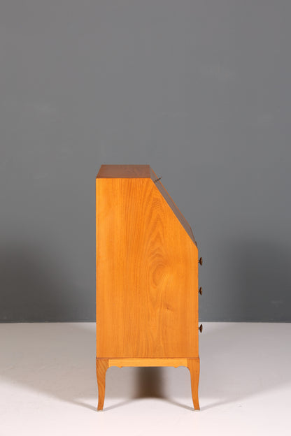 F226 Finish cm Schlichter Mid Century Sekretär Vintage Schreibmöbel echt Holz Kommode Office Secretary