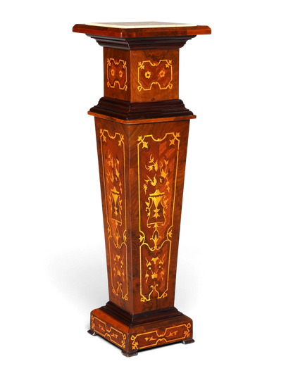 Stilvolle Barock Stil Säule Louis XV Blumensäule Naturstein Marmor Intarsien Ablage Tisch