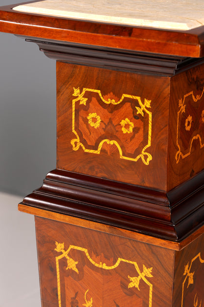 Stilvolle Barock Stil Säule Louis XV Blumensäule Naturstein Marmor Intarsien Ablage Tisch