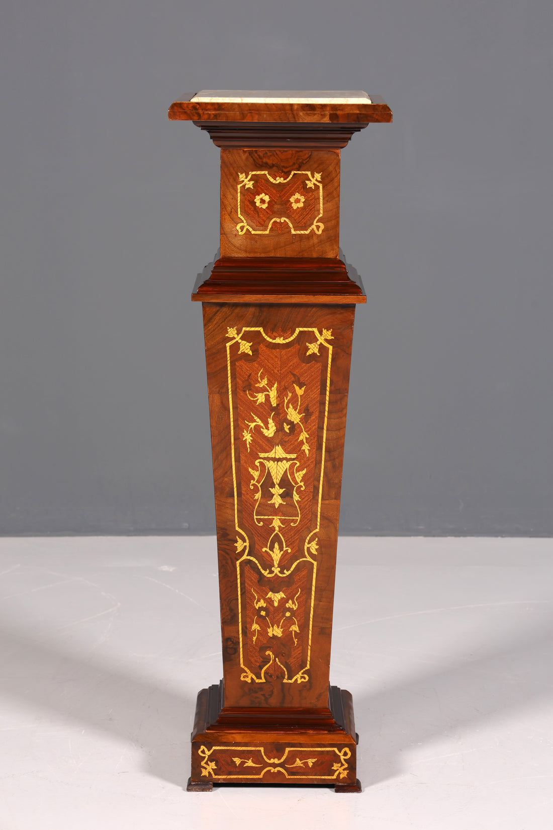 Elegant Baroque style column, Louis XV flower column, natural stone marble inlays, shelf, table